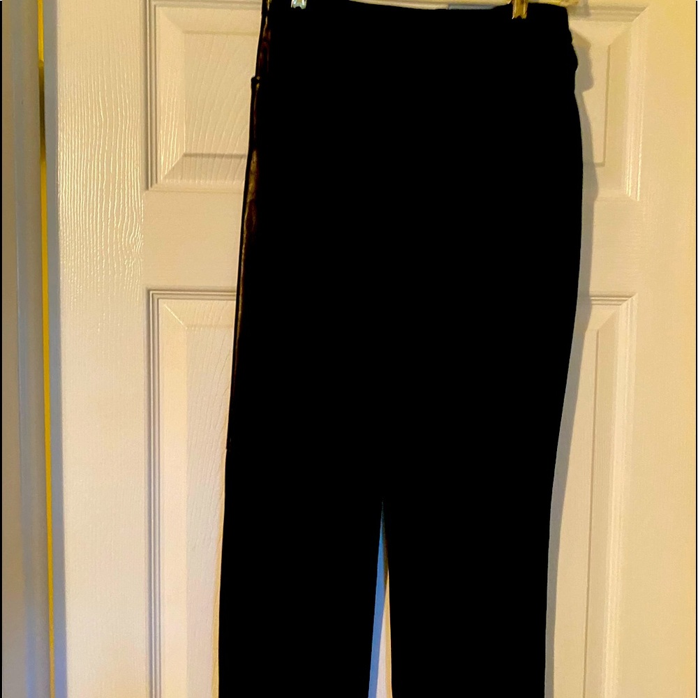 Women’s black leather pants by Cache